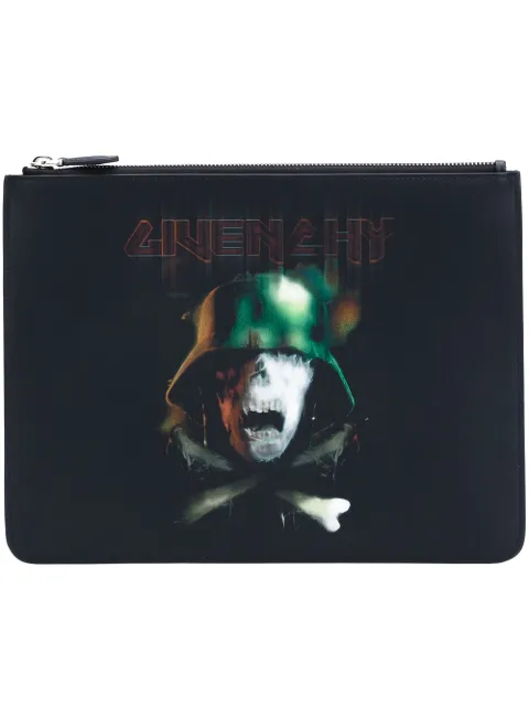 Givenchy skull and crossbones printed pouch