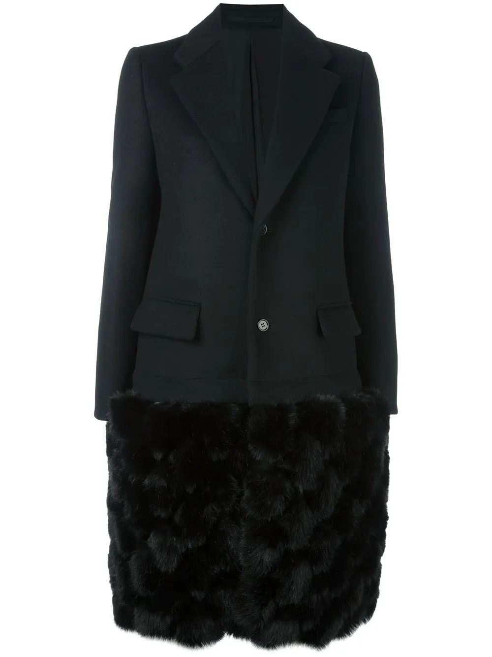 Noir Kei Ninomiya furry hem coat Zwart
