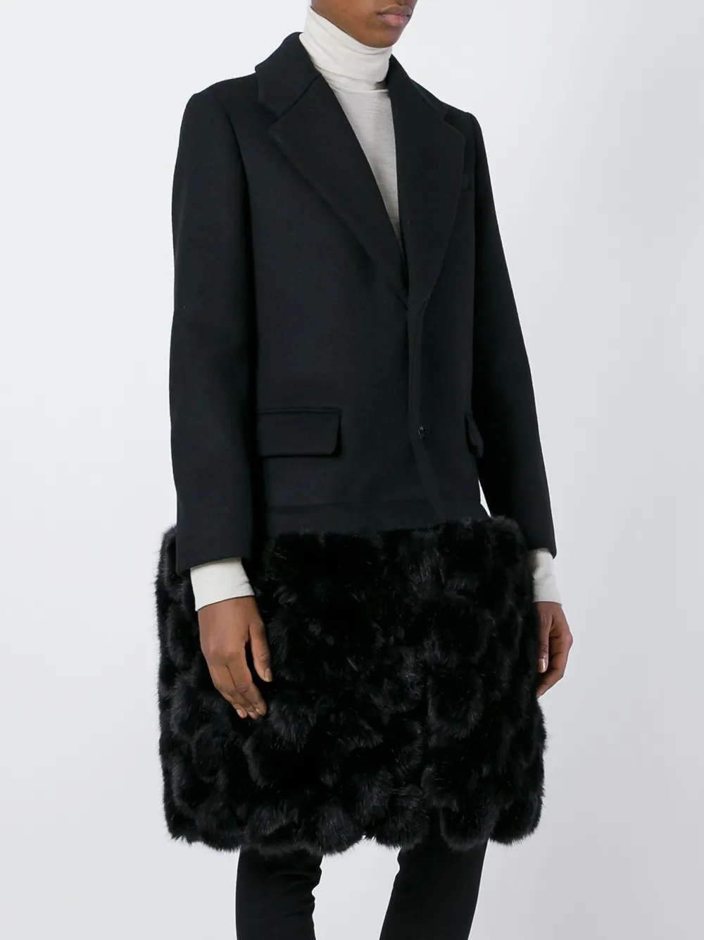Noir Kei Ninomiya furry hem coat Zwart