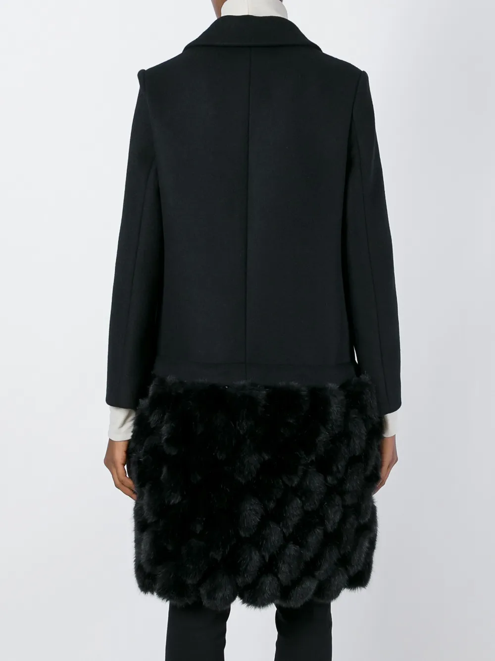 Noir Kei Ninomiya furry hem coat Zwart