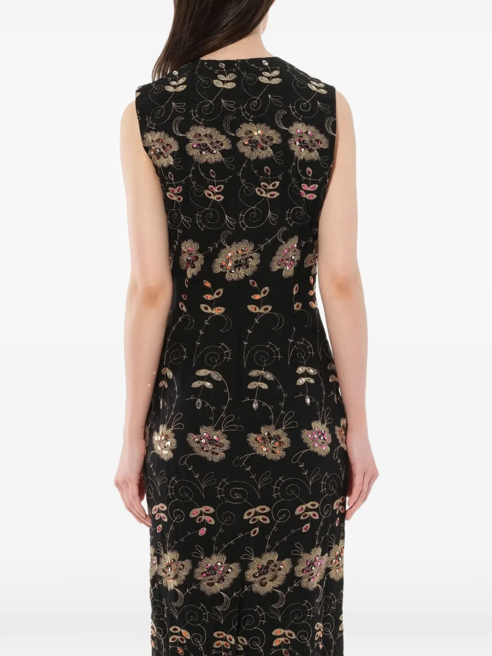 Givenchy geborduurde bloemenjurk Zwart
