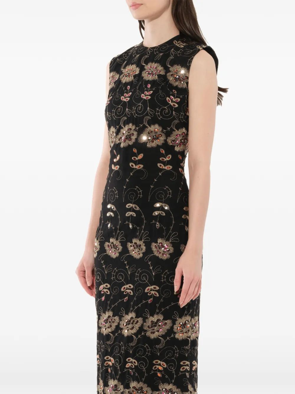 Givenchy geborduurde bloemenjurk Zwart