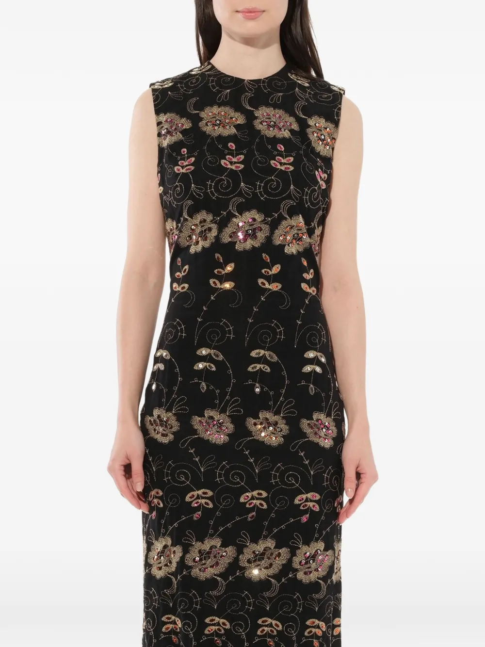 Givenchy geborduurde bloemenjurk Zwart
