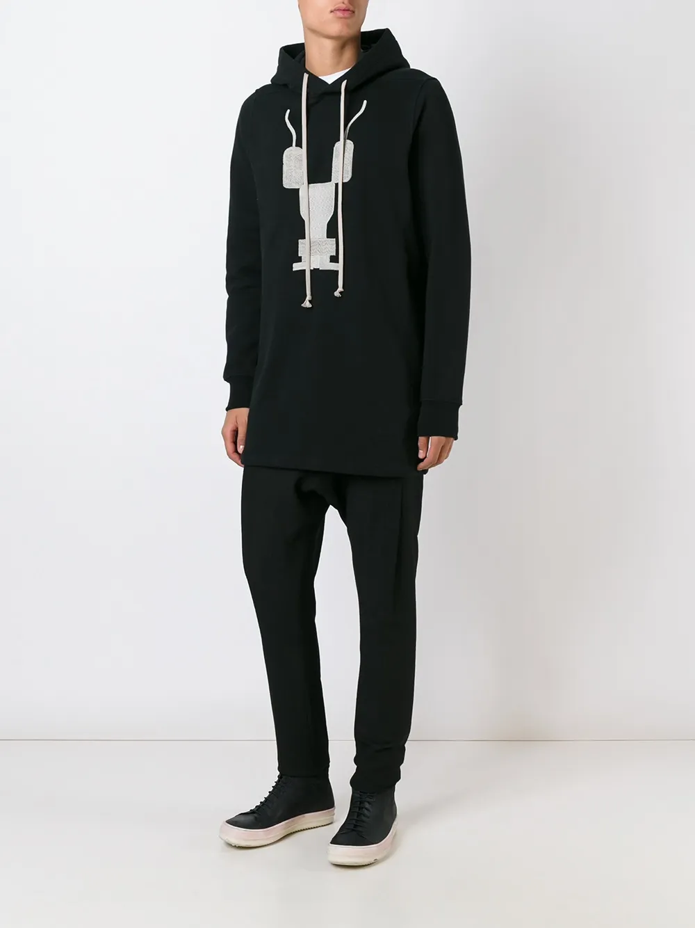 Rick Owens DRKSHDW abstract print hoodie Zwart