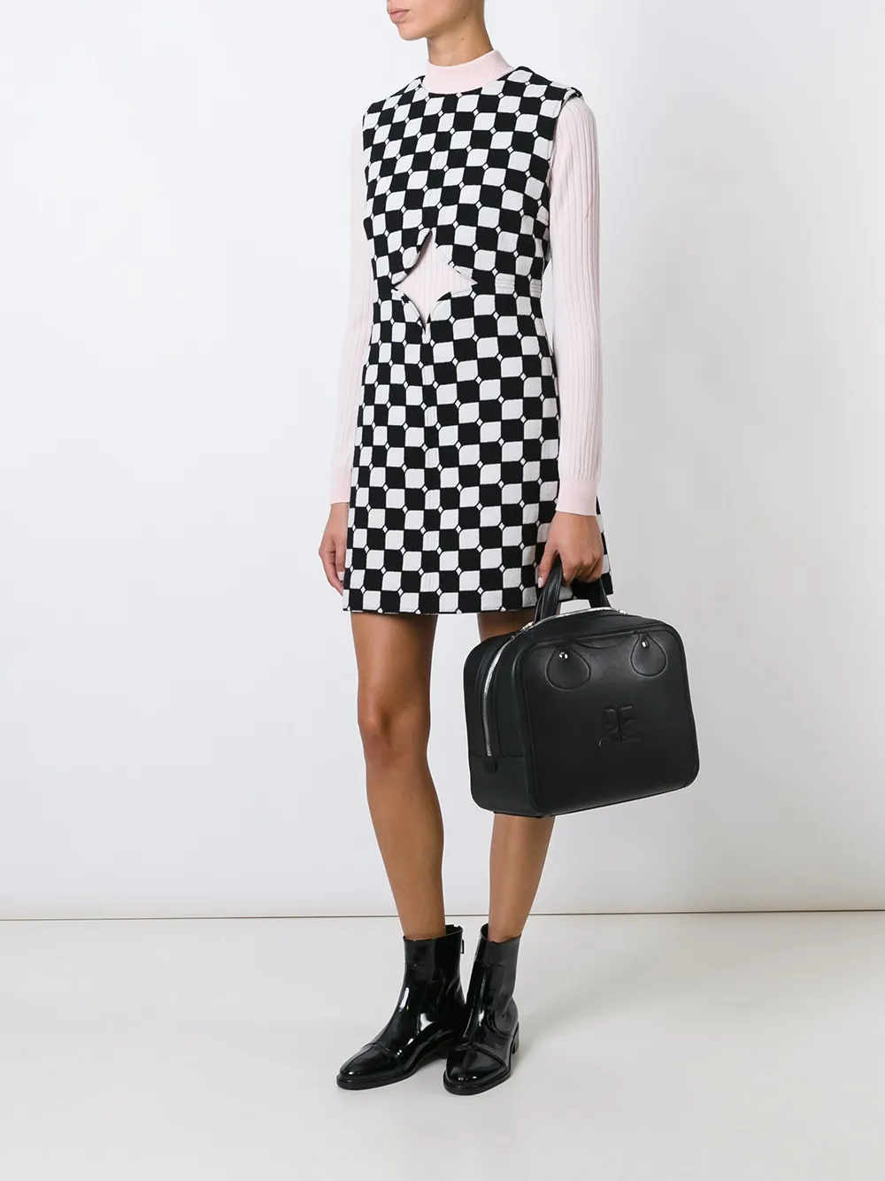 Courrèges double handles medium tote Zwart