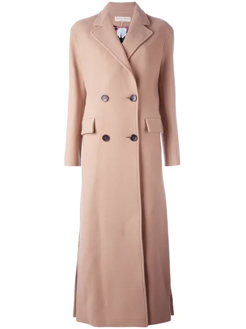 Andrew Marc Mara Genuine Rabbit Fur Collar Wool Blend Coat 1960s Fur Lined Hot Pink Trench Coat 60s Vintage Double Ted Pea Duster