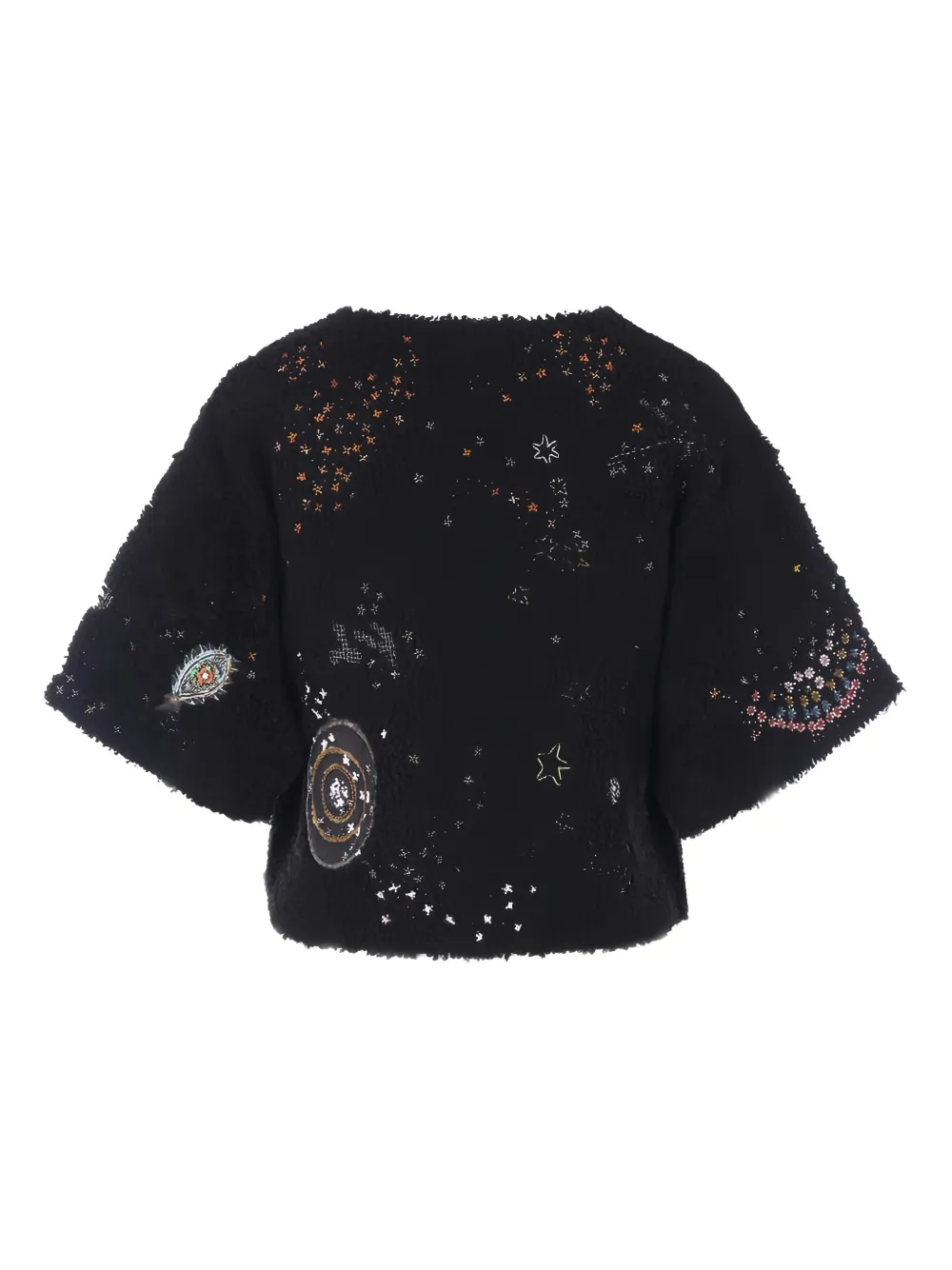Valentino Garavani embroidered short-sleeved jacket - Zwart