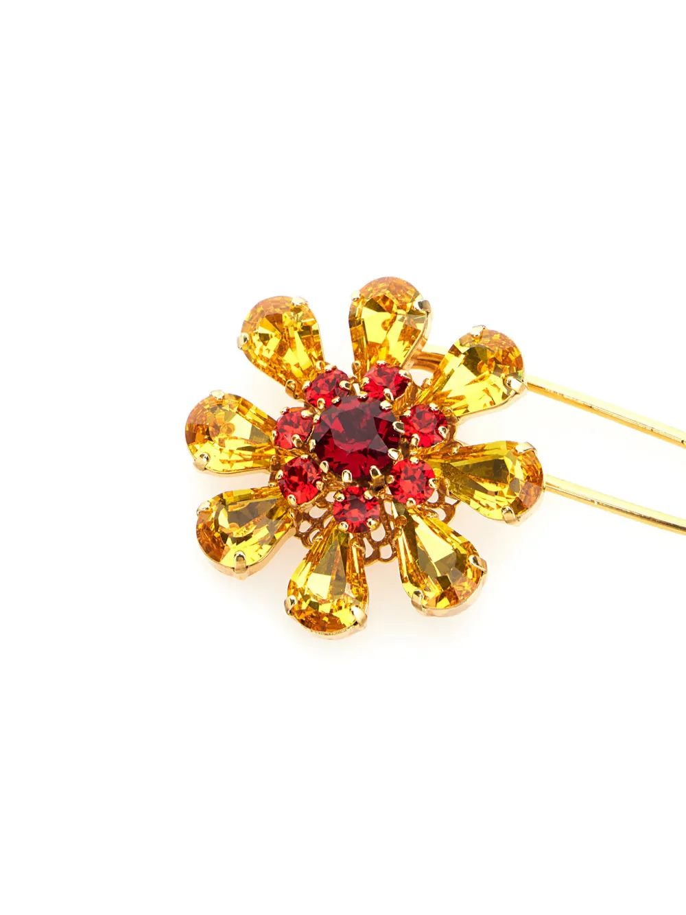 Dolce & Gabbana crystal flower safety pin - Goud