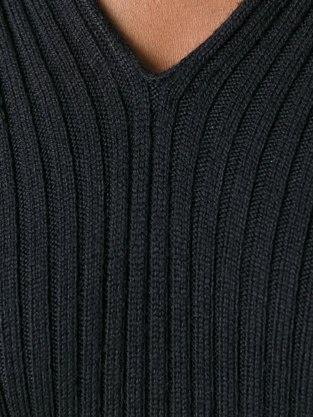 Lanvin ribbed knit frill dress Zwart