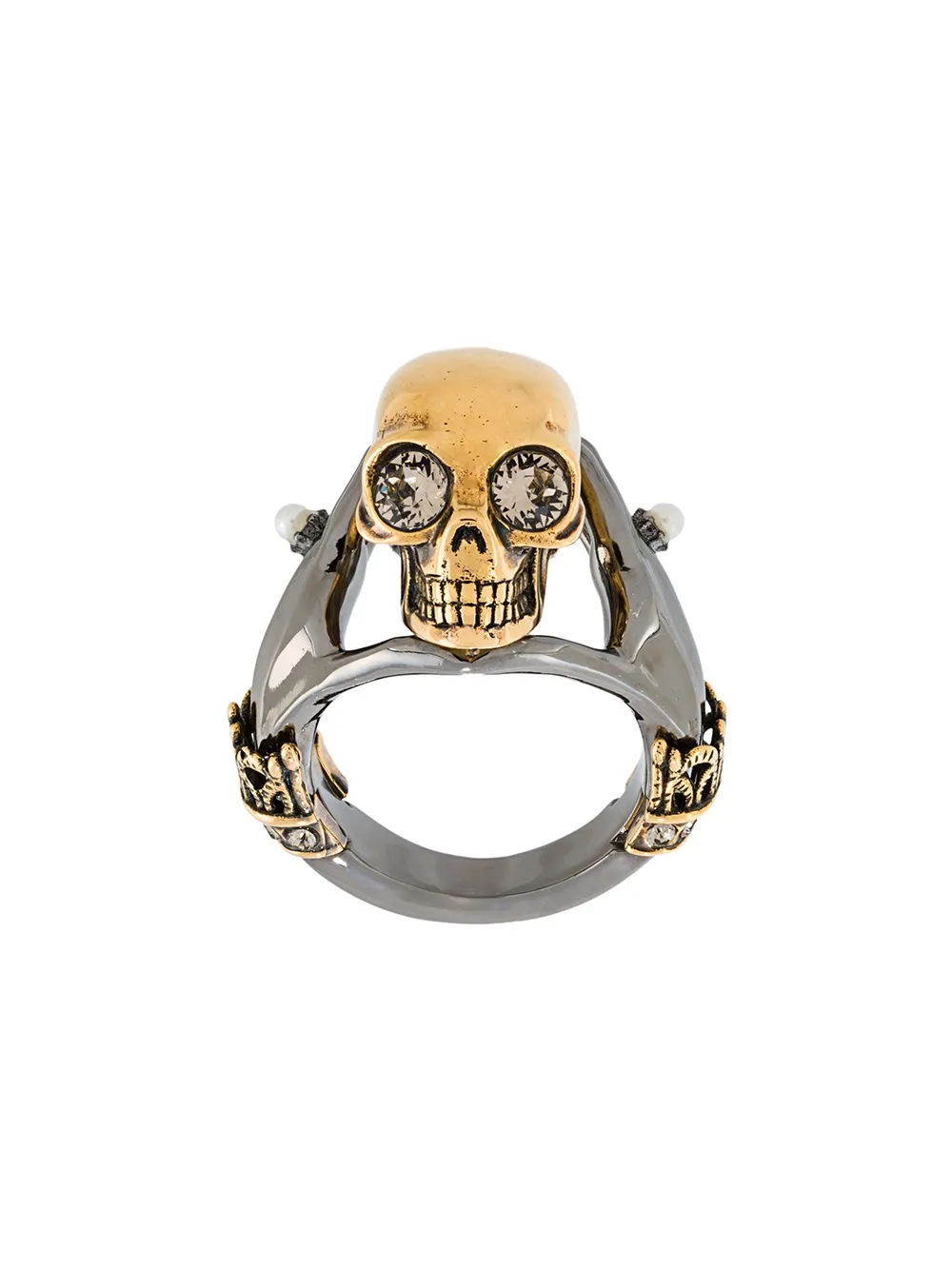 Alexander McQueen bague en laiton à tête de mort | métallisé | Image 1