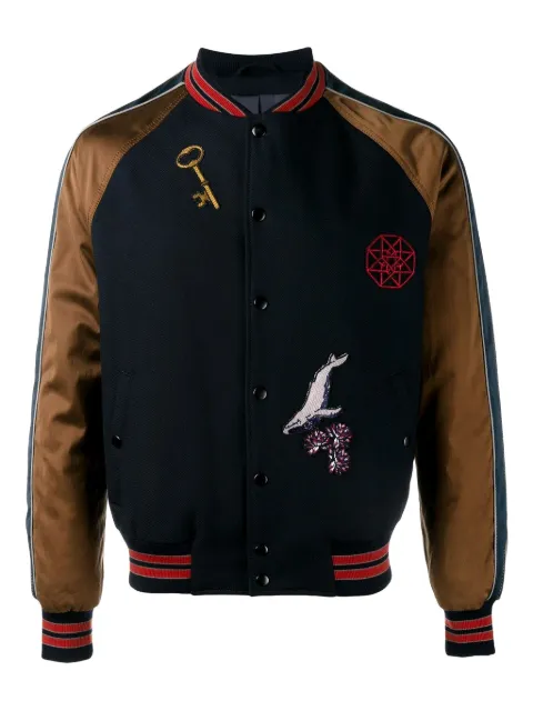 Lanvin patch appliqué varsity bomber jacket