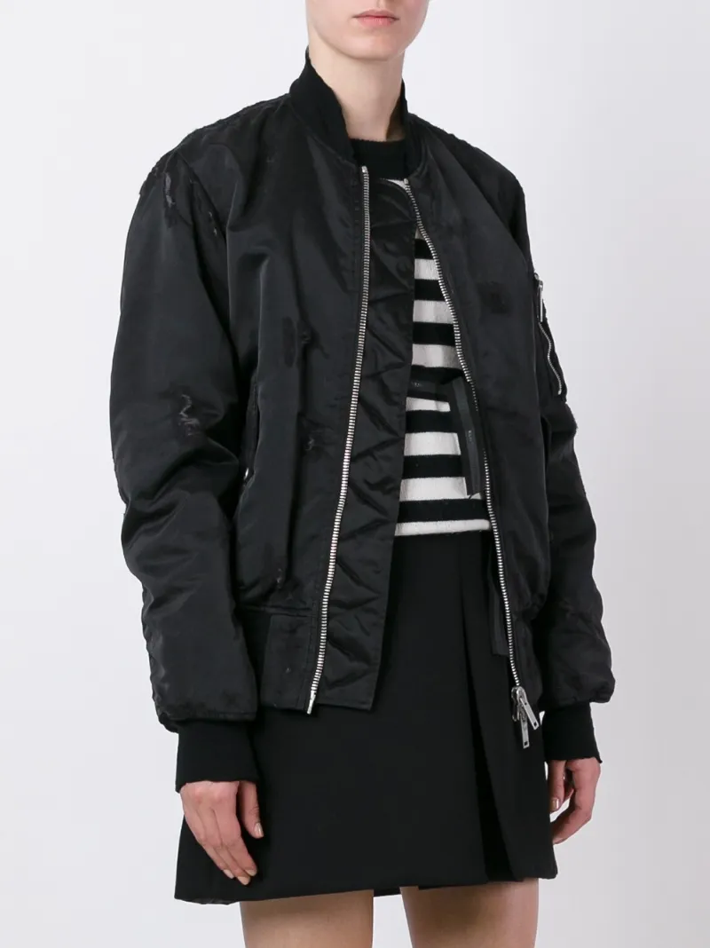 Ben Taverniti Unravel Project Distressed Bomber Jacket In Black