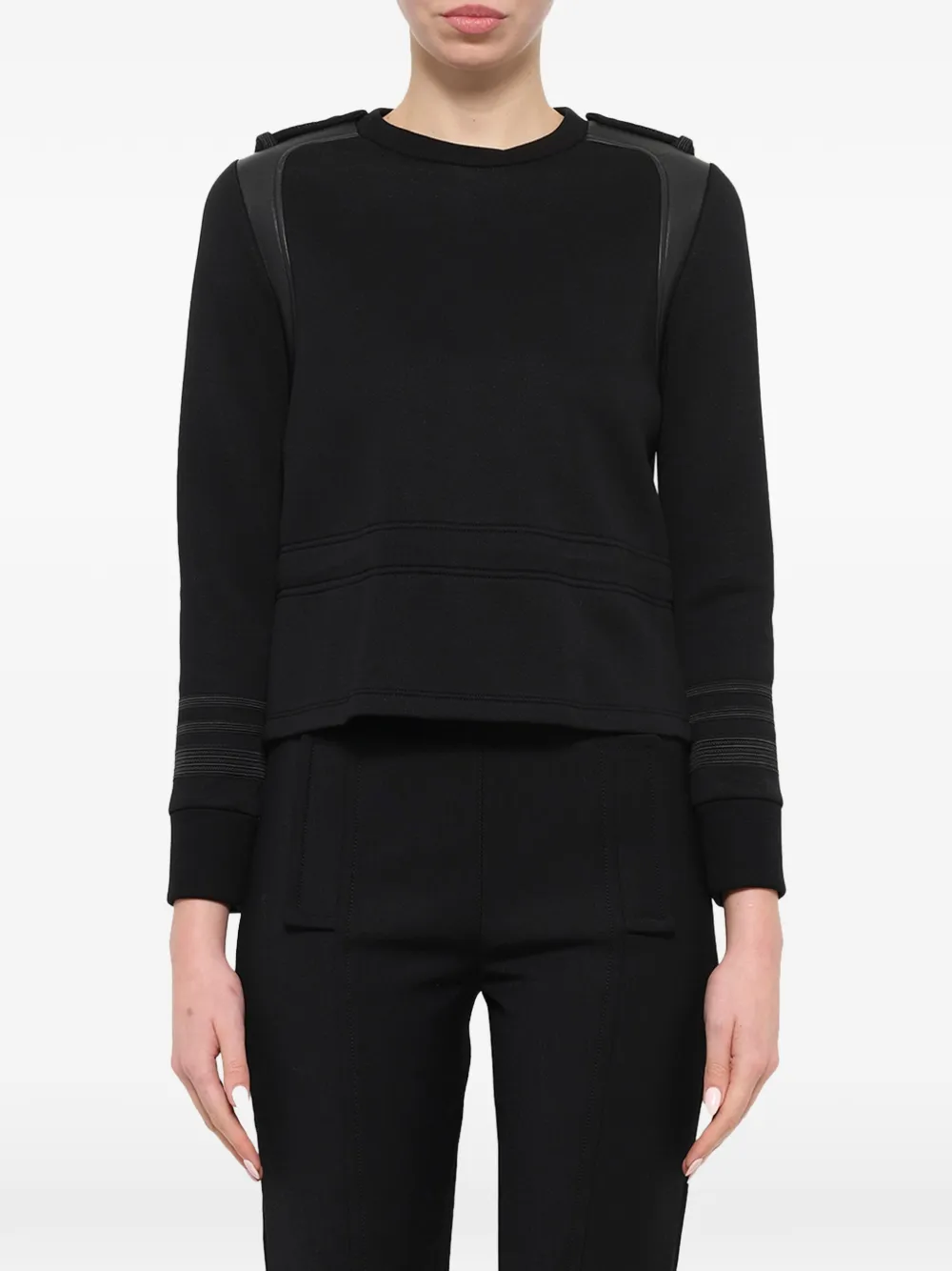 Neil Barrett leather details sweatshirt Zwart