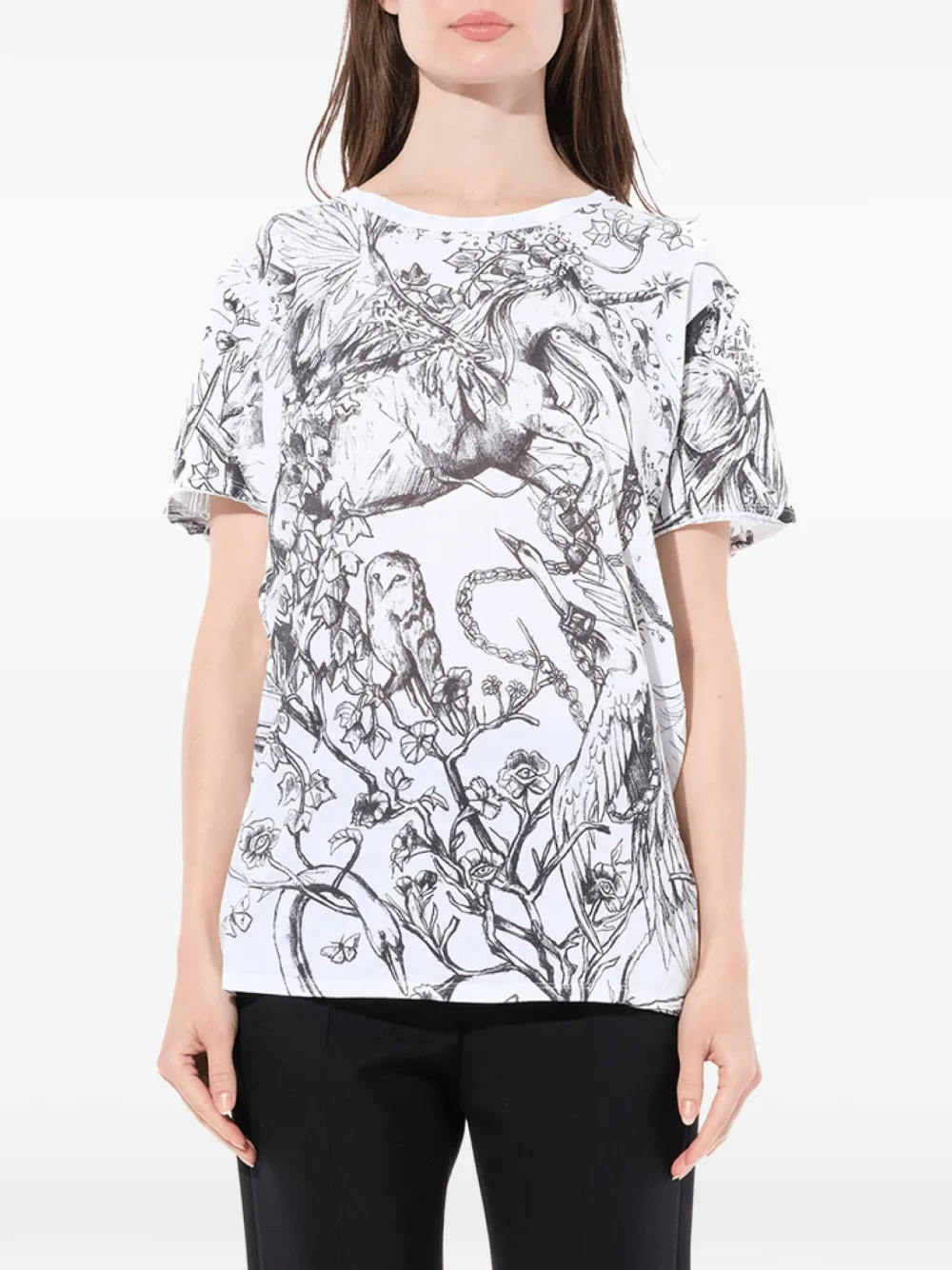 Alexander McQueen unicorn print T-shirt Wit