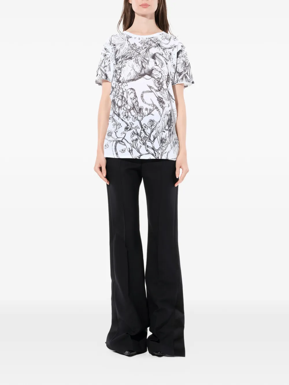  Alexander Mcqueen T Shirt Mit Einhorn Print   Weiß 