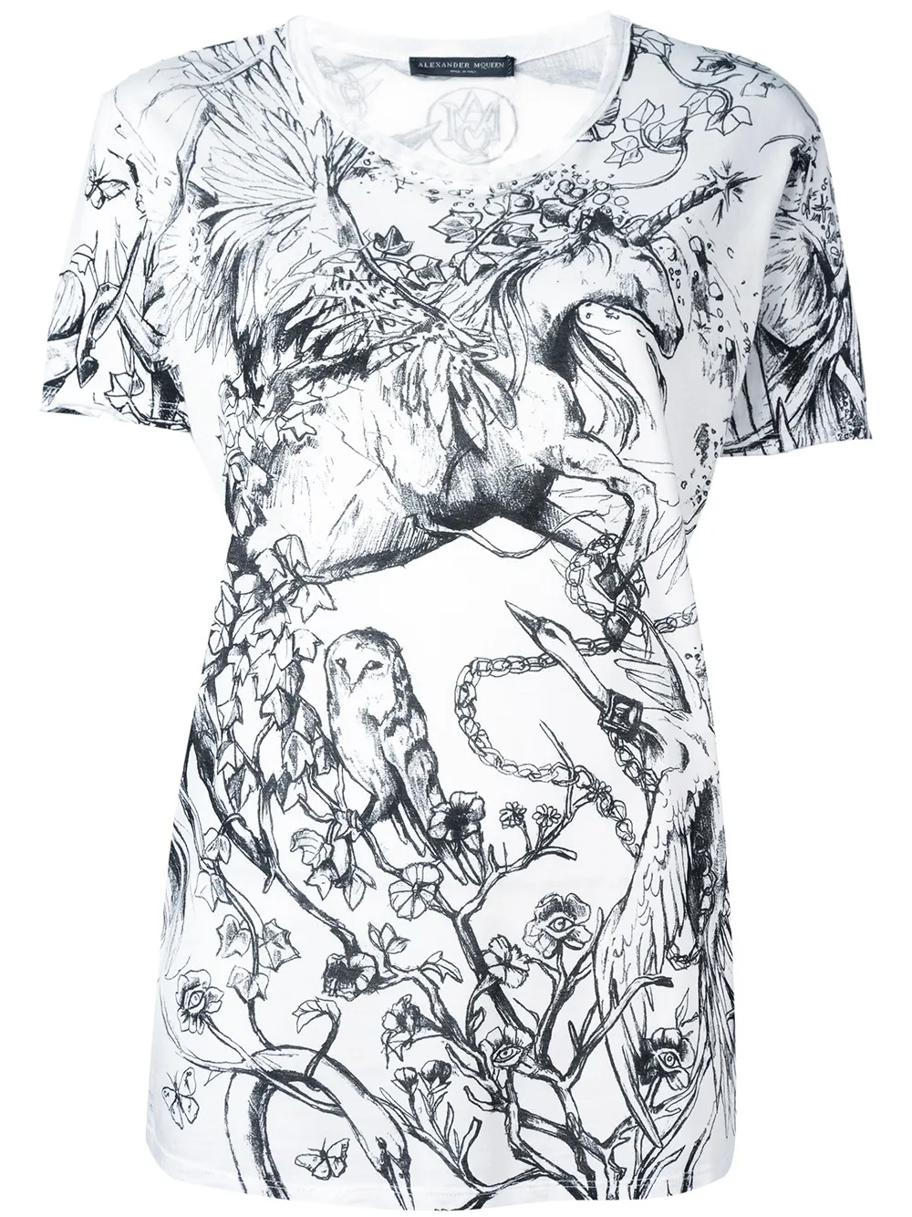 Alexander McQueen unicorn print T-shirt | White | Image 1