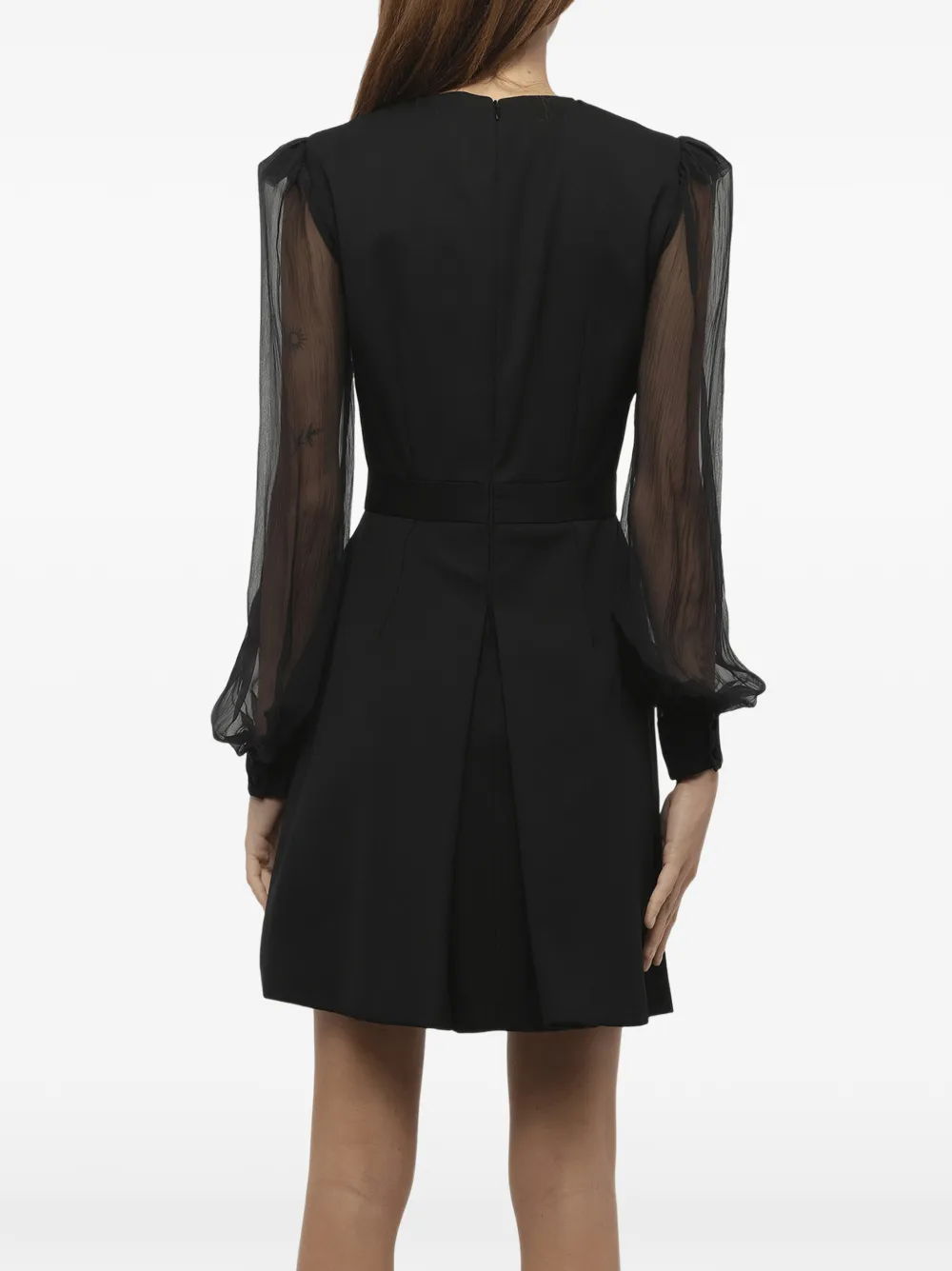 Alexander McQueen Mini-jurk met doorzichtige mouwen en knopen Zwart