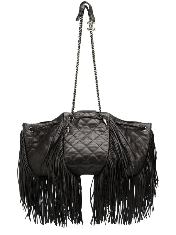 Chanel Pre-owned Paris Dallas Fringed Shoulder Bag in Black