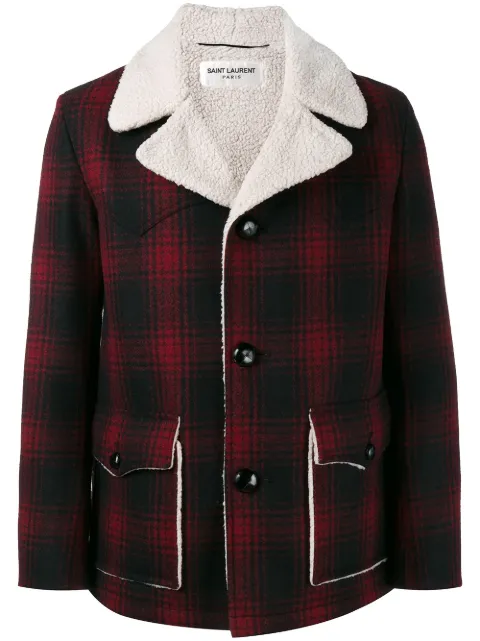 checkered shearling jacket