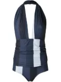 Amir Slama gathered swimsuit - Blue