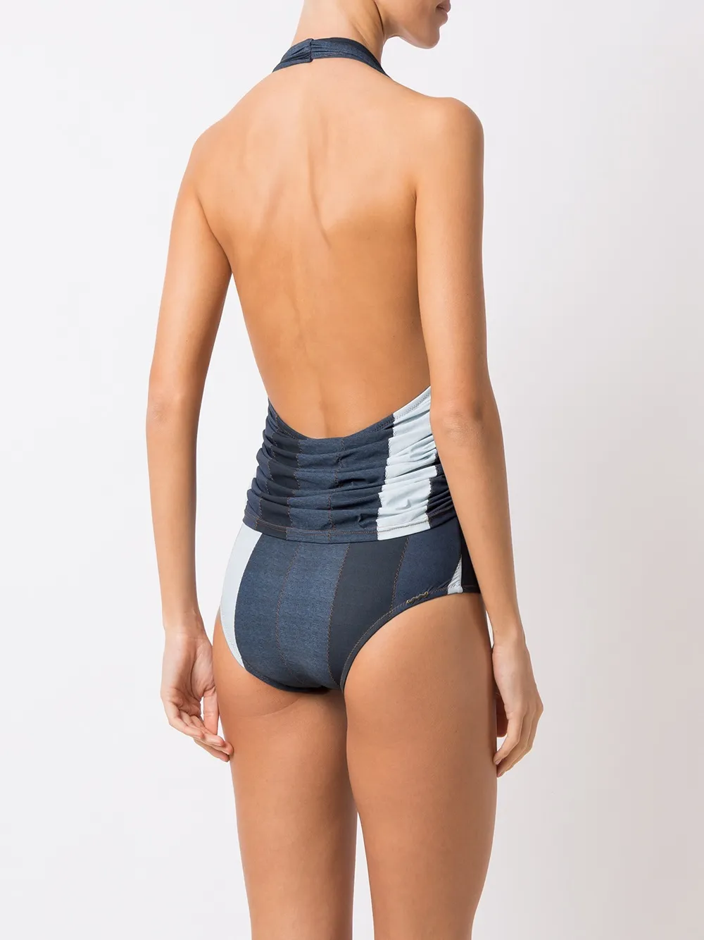 Amir Slama gathered swimsuit Blauw