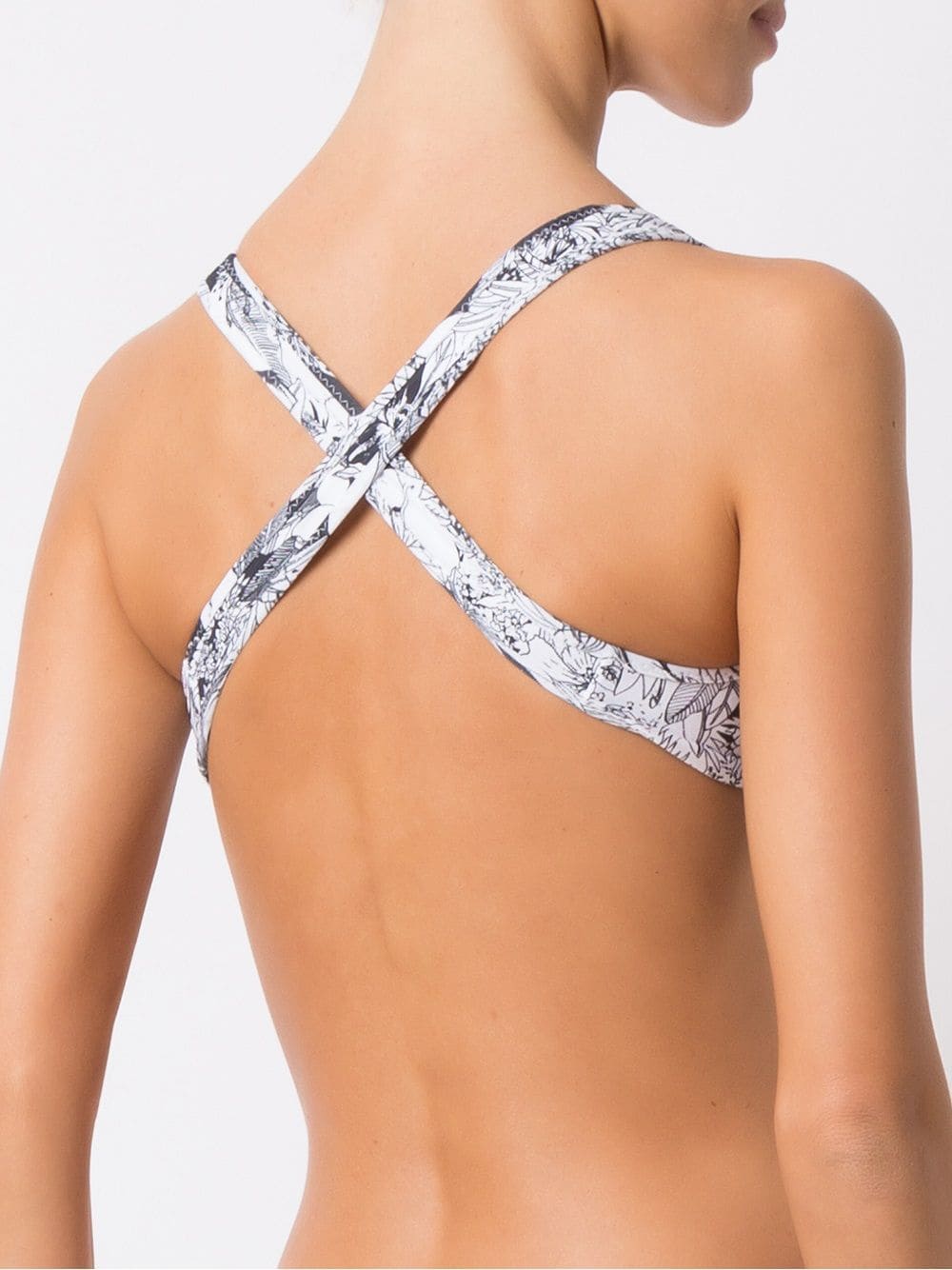 Shop Amir Slama Embroidered Bikini Top In White