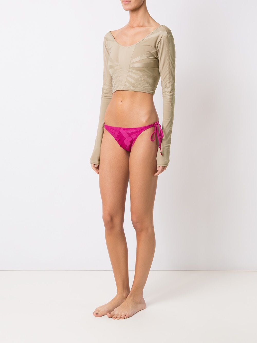 Shop Amir Slama Cropped Bikini Top In Neutrals