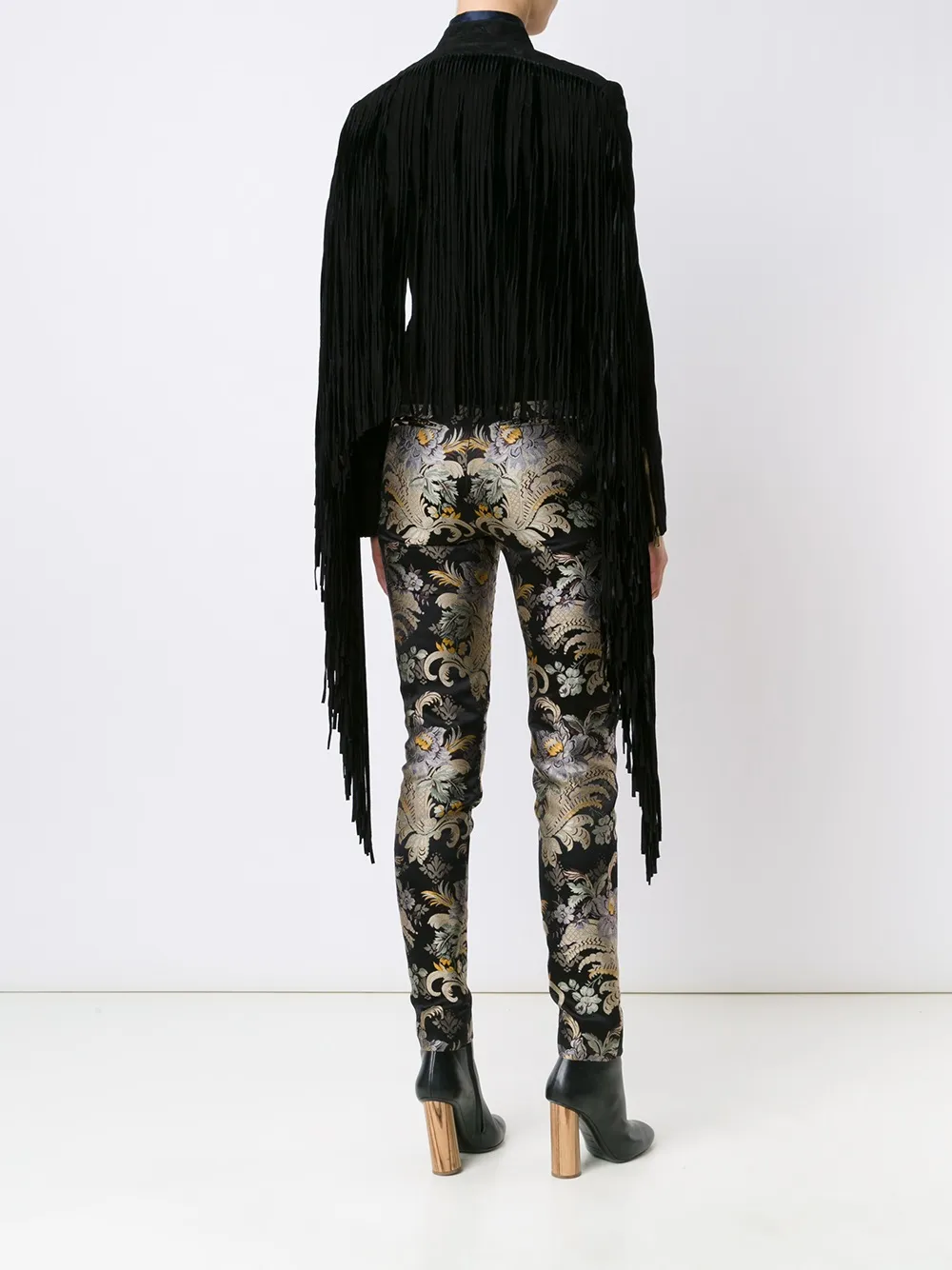 Ralph Lauren Collection fringed biker jacket Zwart