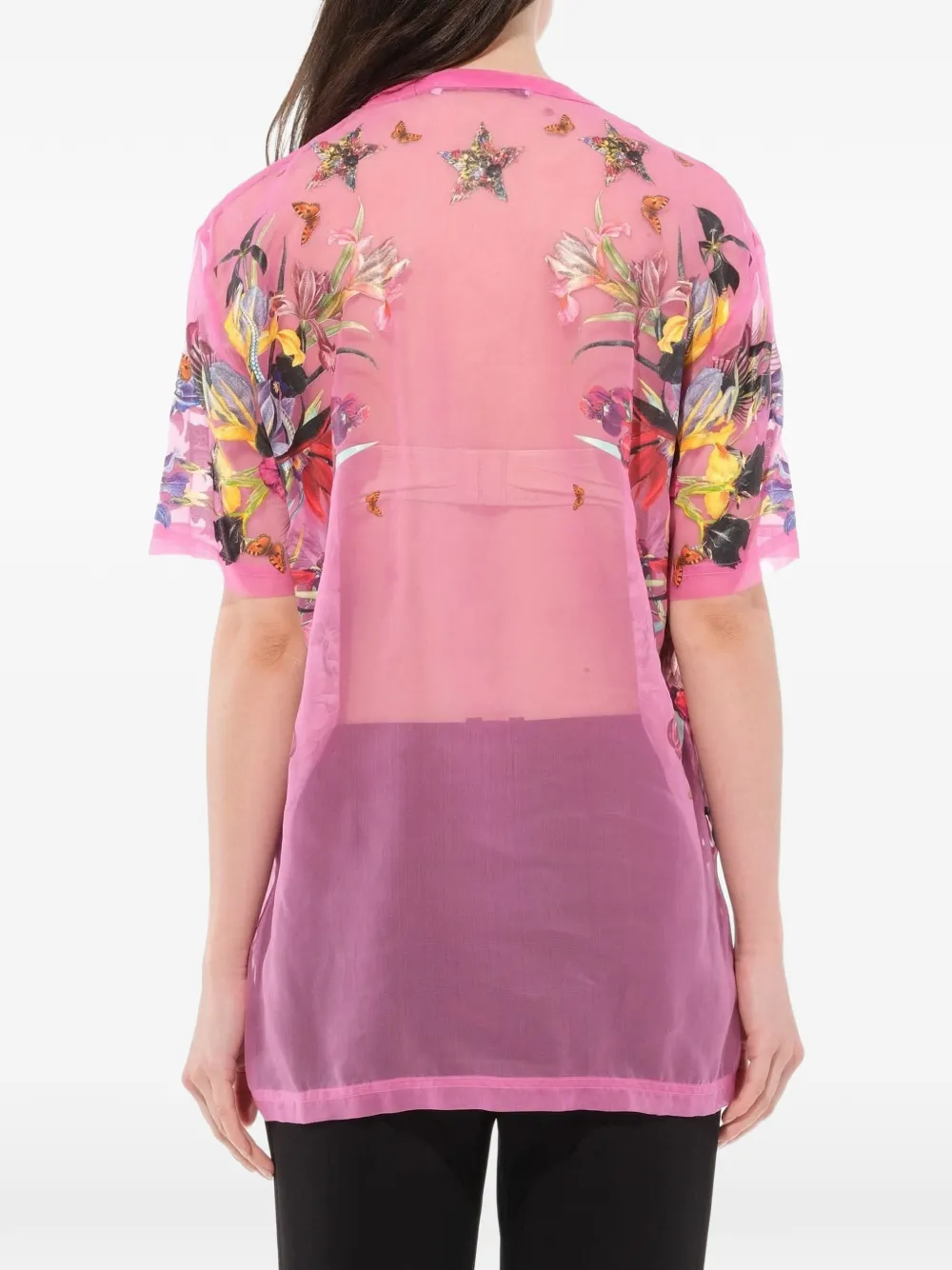 Givenchy floral print sheer T-shirt Roze