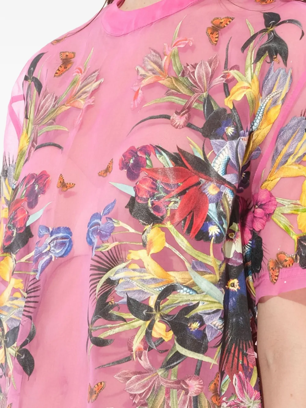 Givenchy floral print sheer T-shirt Roze