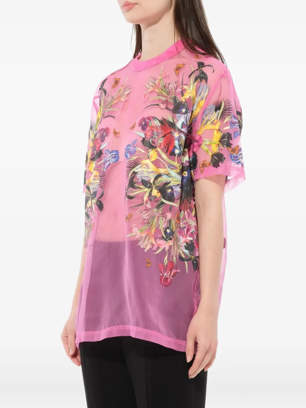 Givenchy floral print sheer T-shirt Roze