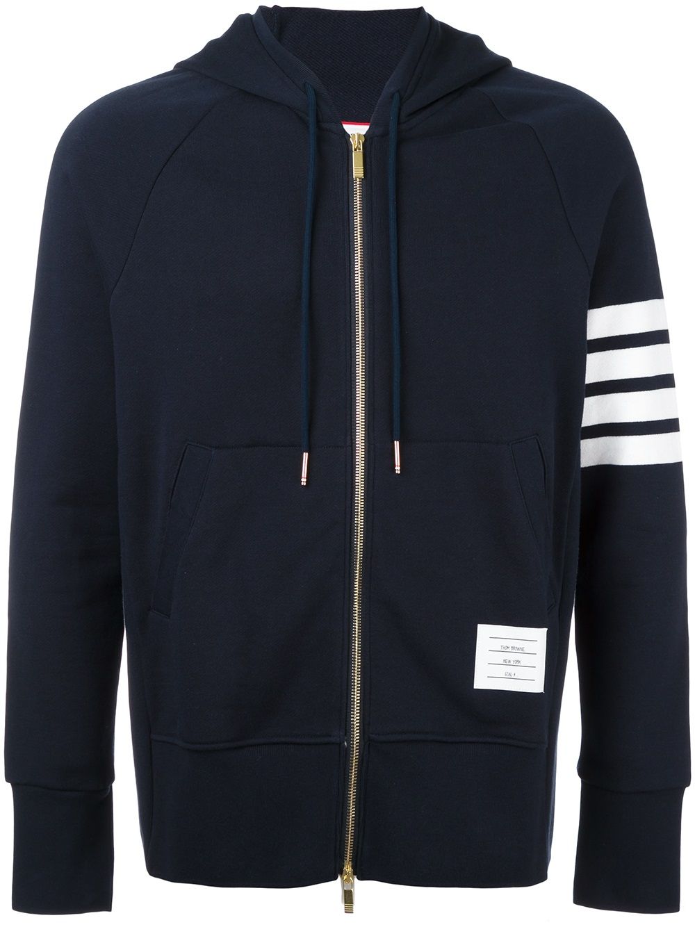Image 1 of Thom Browne 4-Bar jersey zip-up hoodie