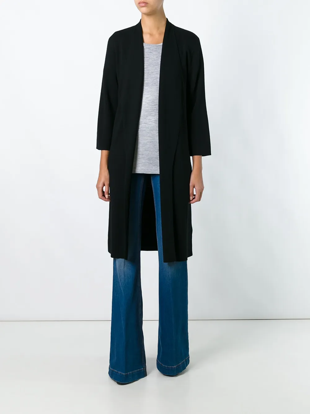 Allude Open Front Cardi-coat In Black