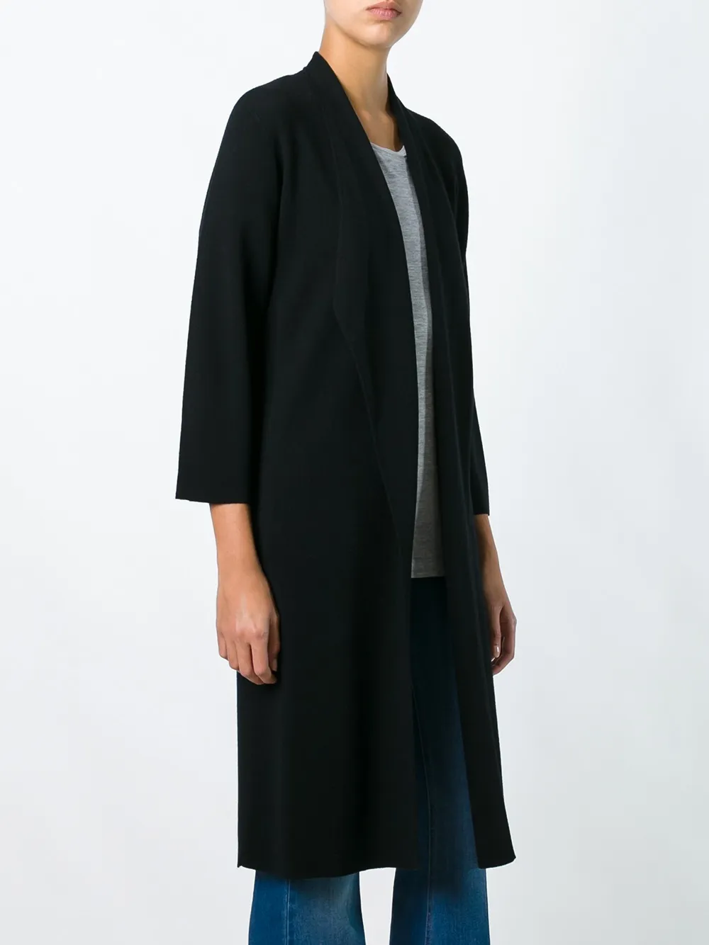 Allude Open Front Cardi-coat In Black