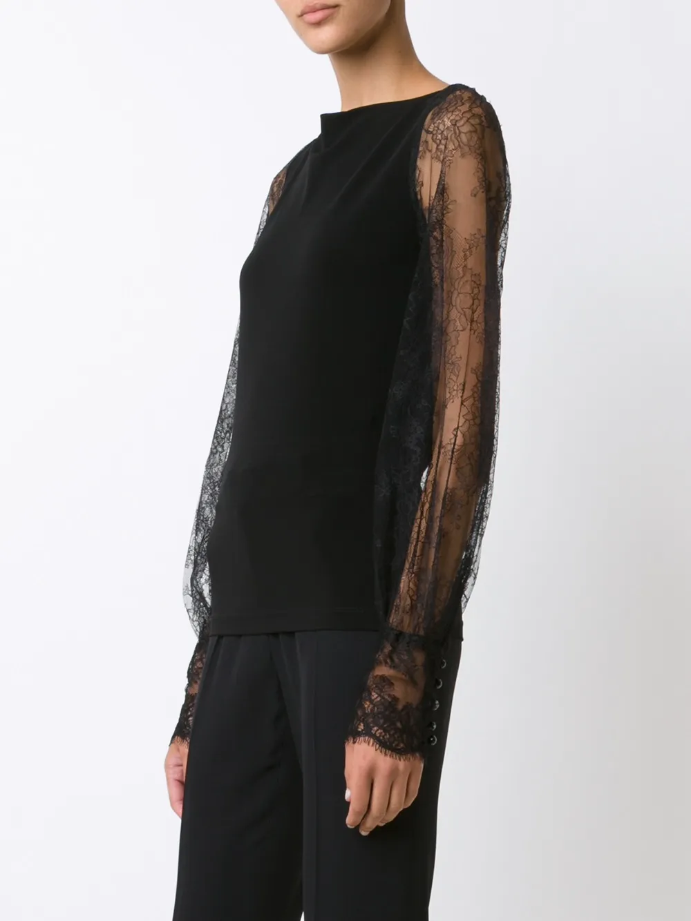 Plein Sud sheer lace sleeve blouse Zwart