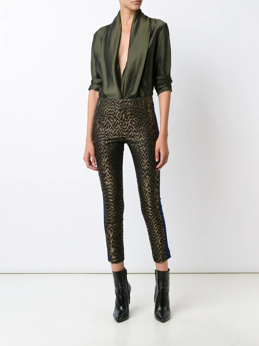 Haider Ackermann jacquard contrast stripe trousers - Groen