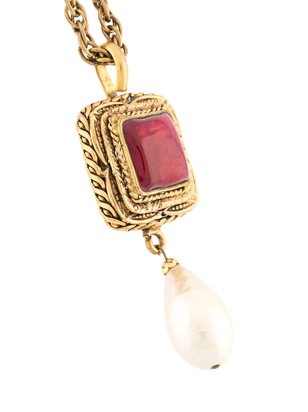 古着方坠镶嵌项链