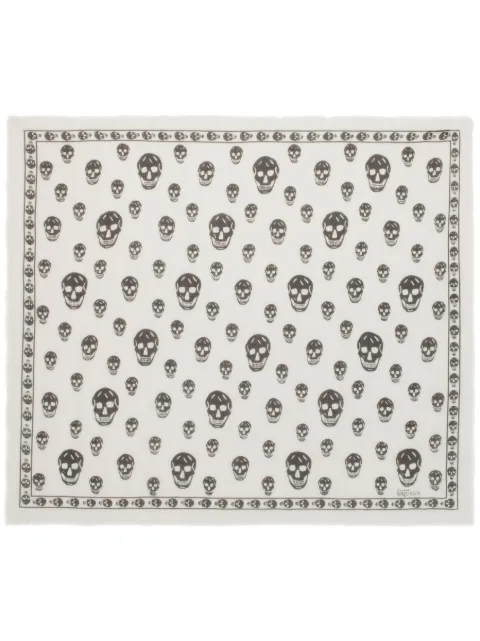 Alexander McQueen fringed skull-print scarf