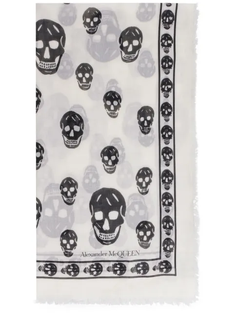 Alexander McQueen fringed skull-print scarf