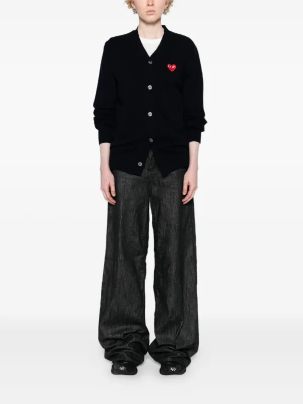Comme Des Garçons Play V-neck Wool Cardigan | Black | FARFETCH