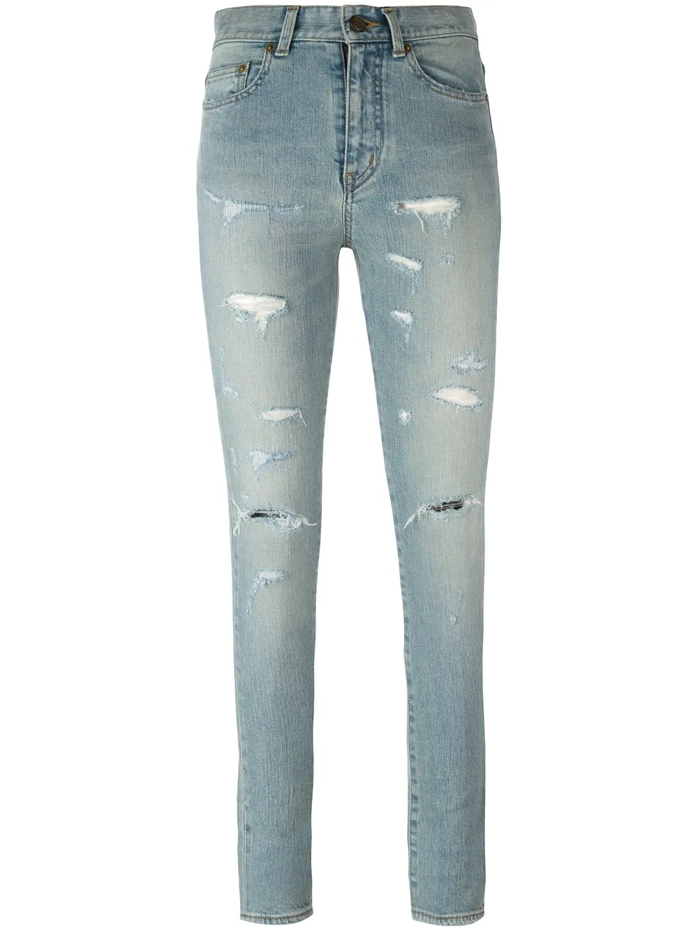 Saint Laurent Skinny-Jeans in Distressed-Optik - Blau
