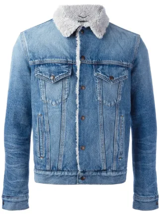 saint laurent shearling denim jacket