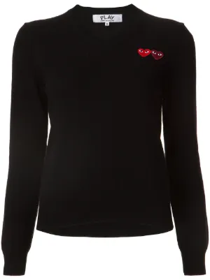 Comme Des Garçons Play V-neck heart-logo Sweater | Black | FARFETCH