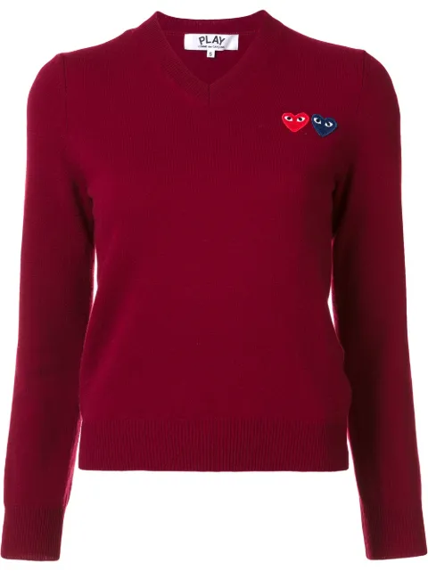 Comme Des Garçons Play double heart v-neck jumper 