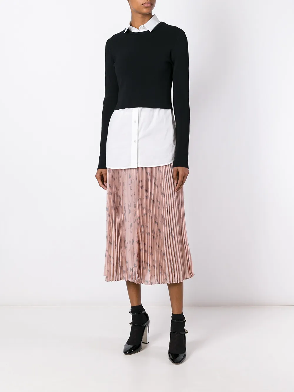 三角形印花百褶半身裙