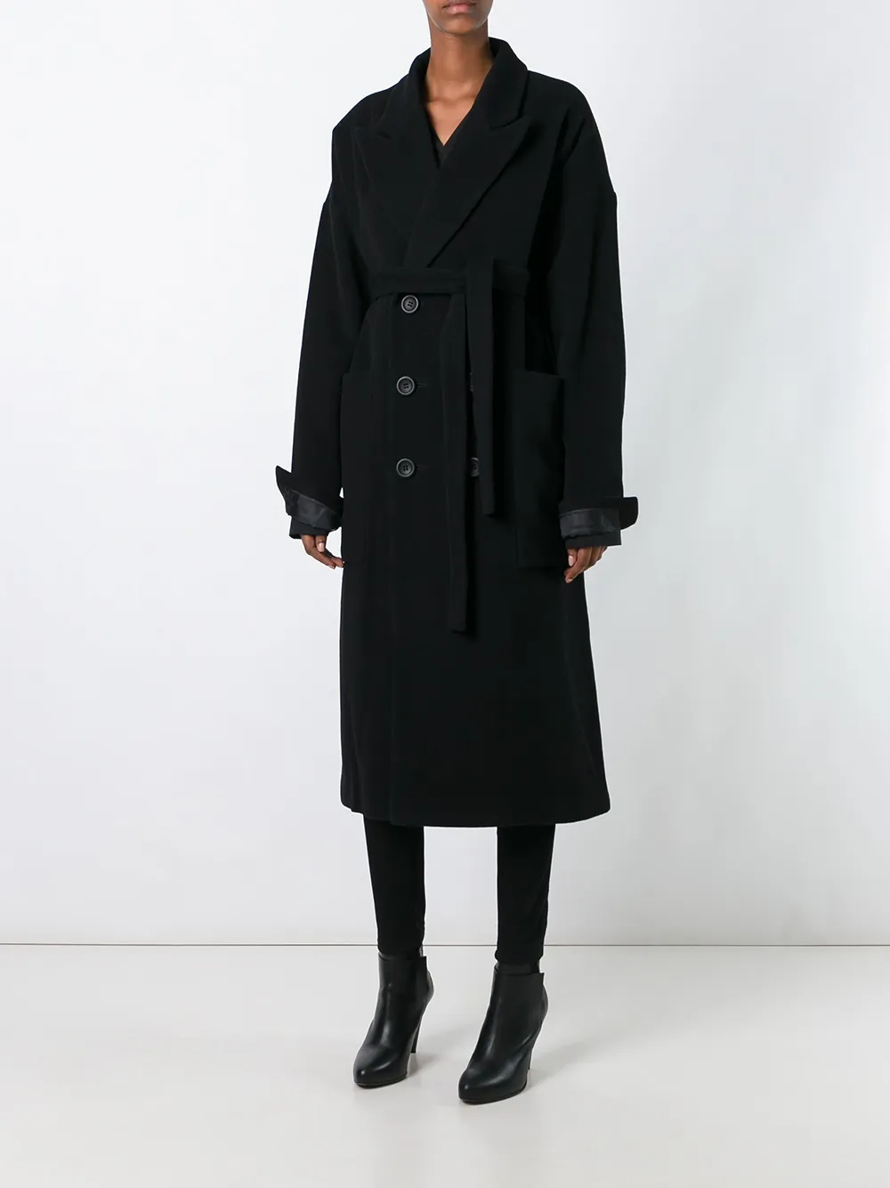  Odeur Mantel Mit Oversized Kragen   Schwarz 