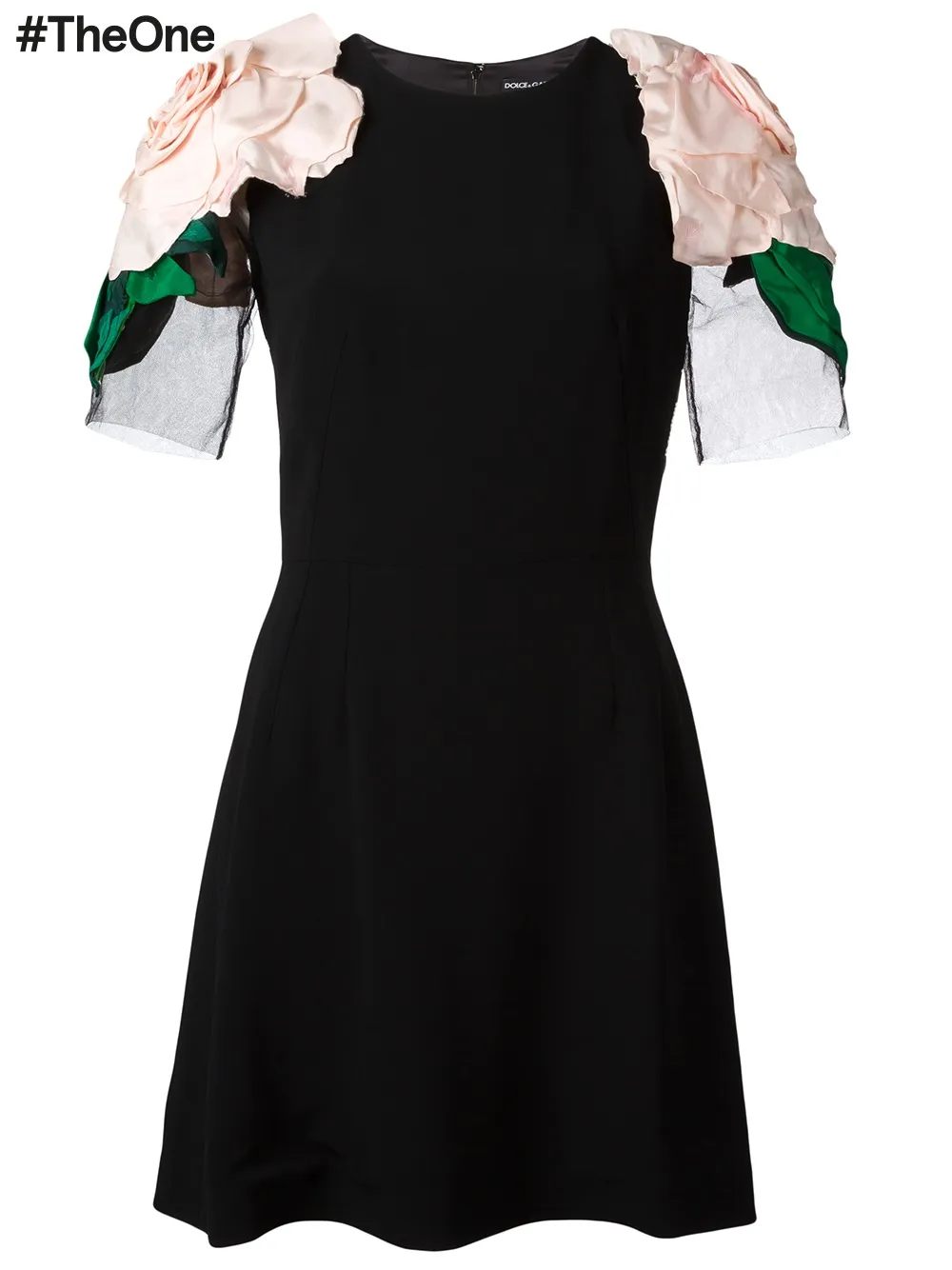Dolce & Gabbana Rose Appliqué Mini Dress In Black