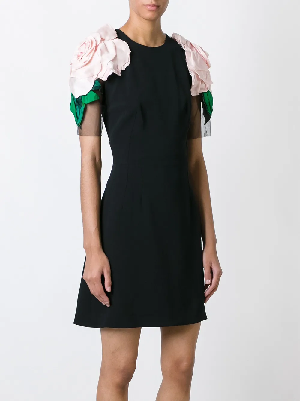 Dolce & Gabbana rose appliqué mini dress - Zwart