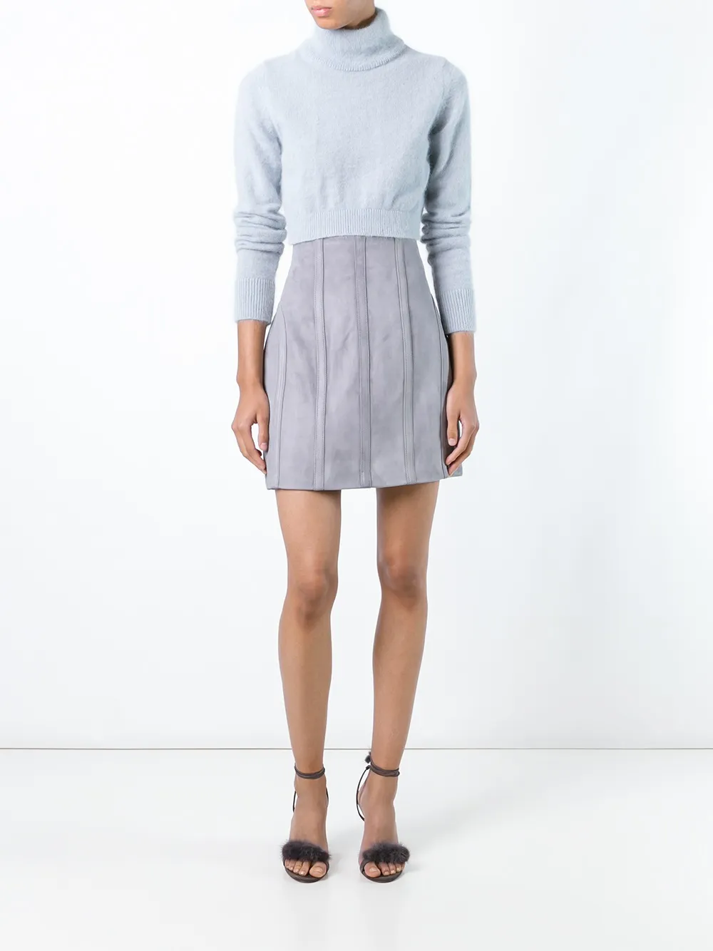 Balmain stitched detail pencil skirt Grijs