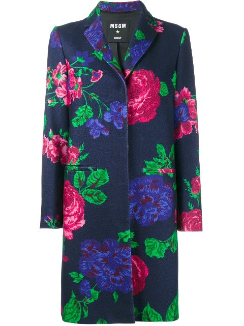 MSGM Floral Single Breasted Coat - Farfetch